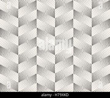 Vector Seamless in Bianco e Nero Cerchio Puntinismo Chevron Mezzitoni a zig-zag Pattern di gradiente Illustrazione Vettoriale