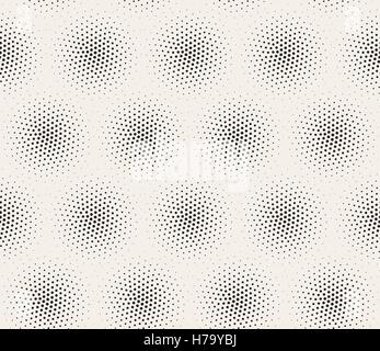 Vector Seamless in bianco e nero sottile puntinismo cerchi di Halftone Pattern Dotwork Illustrazione Vettoriale