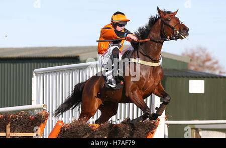 Plumpton, UK. Il 31 ottobre 2016. Orso Jack (cappuccio arancione) cavalcato da Gavin Sheehan visto durante gli allevatori" Cup esclusivamente su a gare Maiden Hurdle © Immagini teleobiettivo / Alamy Live News Foto Stock