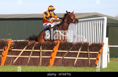 Plumpton, UK. Il 31 ottobre 2016. Orso Jack (cappuccio arancione) cavalcato da Gavin Sheehan visto durante gli allevatori" Cup esclusivamente su a gare Maiden Hurdle © Immagini teleobiettivo / Alamy Live News Foto Stock