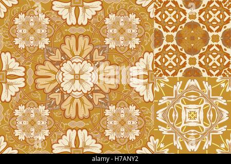 Arte vettore vintage set di pattern di Damasco lo sfondo. Seamless sfondo Vintage Collection - piastrella vittoriano nel vettore Illustrazione Vettoriale