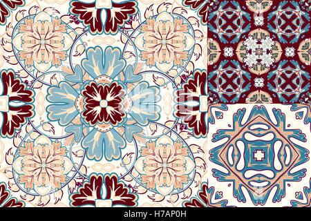 Arte vettore vintage set di pattern di Damasco lo sfondo. Seamless sfondo Vintage Collection - piastrella vittoriano nel vettore Illustrazione Vettoriale