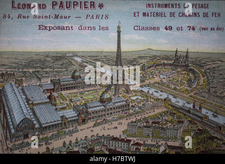 La Francia. Parigi. Vista del 1889 Parigi della fiera del mondo, con la Torre Eiffel e del Trocadero Palace. Foto Stock
