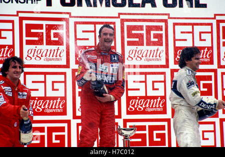 1986 Nigel Mansell Portogallo podio Foto Stock