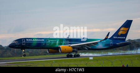 Icelandair Hekla Aurora Foto Stock