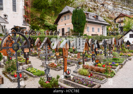 Il cimitero di Hallstatt, Hallstatt, Austria Foto Stock