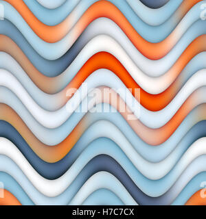 Raster senza giunture Arancio Blu gradiente di linee ondulate Pattern di strisce Foto Stock