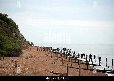 I frangiflutti in legno Bawdsey Ferry Suffolk in Inghilterra Foto Stock