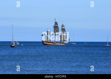 Tall Ships sail fuori Blyth Harbour in Northumberland,UK lungo il tragitto per Gothenberg,Svezia. Foto Stock