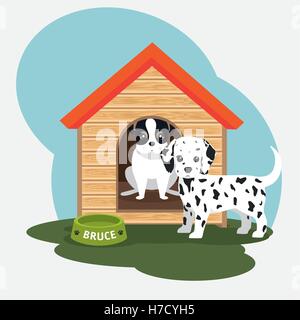 Due casa del cane ciotola cibo illustrazione vettoriale EPS 10 Illustrazione Vettoriale