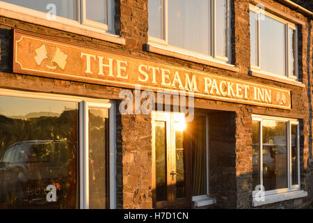 Il pacchetto a vapore Inn segno, Isola di Whithorn, Dumfries and Galloway, Scozia Foto Stock