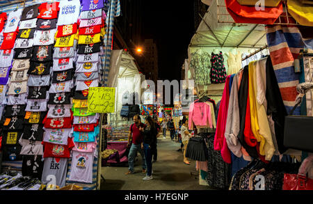 Il famoso Fa Yuen Street, il mercato notturno, Hong Kong, Cina. Foto Stock