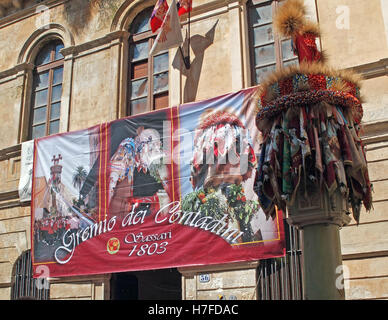 Sassari, Sardegna. 14 Agosto: il 'Candelieri' scendere Foto Stock