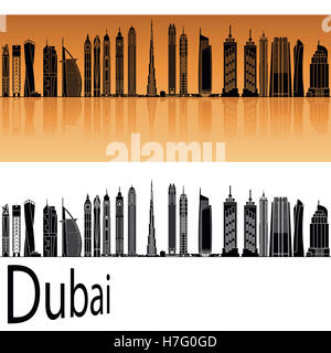 Dubai V2 skyline di sfondo arancione nella modificabile file vettoriali Foto Stock