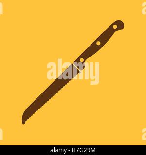 Il coltello per il taglio di pane icona. Coltello e chef di cucina, simbolo.UI. Web. Logo. Segno. Design piatto. App. Vettore di stock Illustrazione Vettoriale
