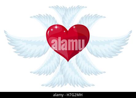 Angelo ali su sfondo bianco. illustrazione vettoriale Illustrazione Vettoriale