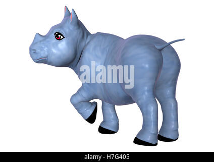 3D rendering di un blu giocattolo di rhino isolati su sfondo bianco Foto Stock