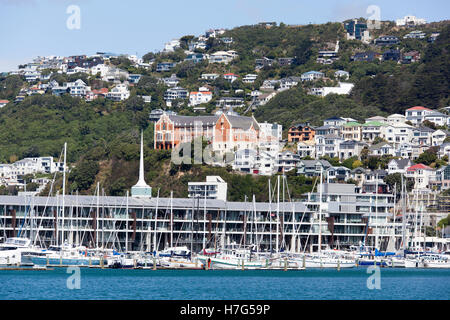 La vista del Monte Victoria quartiere residenziale a Wellington (Nuova Zelanda). Foto Stock