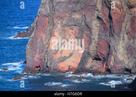 Nord est scogliere di Madera, Ponta do Rosto Foto Stock