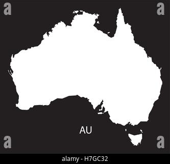 Australia Mappa bianco nero Illustrazione Vettoriale