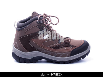 Escursionismo boot isolati su sfondo bianco Foto Stock