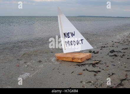 Illustrazione astratta del lancio di un nuovo prodotto. Foto Stock