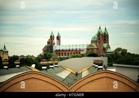 Vista della Cattedrale di Speyer Germny Europa a inizio estate Foto Stock