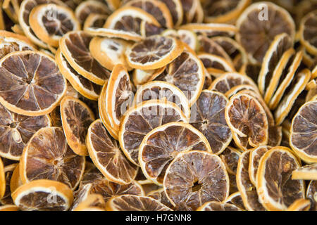 Close up essiccato fettine di arancia Foto Stock