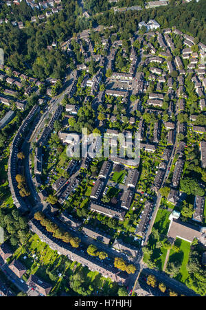 Vista aerea, sud di Essen Margarethenhöhe, luogo di mercato, storica "ettlement per acciaio Krupp opere, alloggiamento della società, Essen Foto Stock