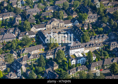 Vista aerea, sud di Essen Margarethenhöhe, luogo di mercato, storica "ettlement per acciaio Krupp opere, alloggiamento della società, Essen Foto Stock