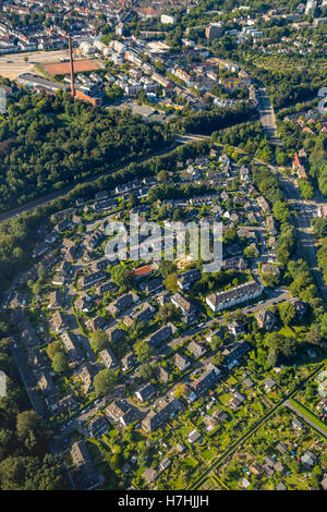 Vista aerea, a sud di Essen Altenhof insediamento II, storico dei lavoratori per insediamento acciaio Krupp funziona, società alloggiamento, Essen, Foto Stock