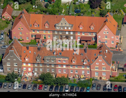 Vista aerea, Hagen-Hohenlimburg Hoesch insediamento, dei lavoratori per insediamento Hoesch Hohenlimburg Steelfactory,steelprocessing, Foto Stock