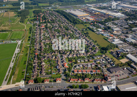 Antenna case dei minatori, Hamm Isenbecker Hof presso il Westpark, delle miniere di carbone de Wendel e colliery Henry Robert, comunità mineraria, Hamm,Lippepark Foto Stock