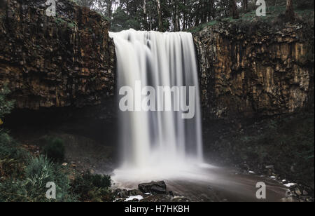 Bella cascata che scorre in Trentham Falls, Trentham, Victoria. Foto Stock