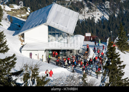 Stazione a monte della funivia al Grosser Arber, 1456m, Foresta Bavarese Natura Park, Bavaria Foto Stock