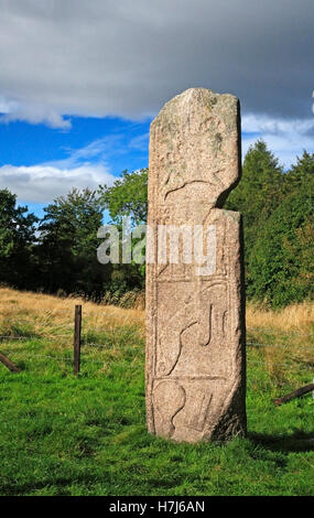 La pietra di Maiden, un simbolo del Piccish che sta levando la pietra vicino, Inverurie, Aberdeenshire, Scozia, Regno Unito. Foto Stock