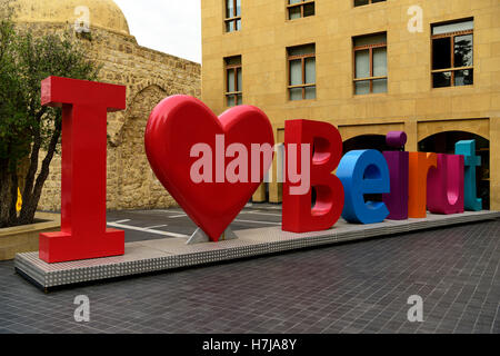 "Io amo Beirut' installazione, Downtown, Beirut, Libano. Foto Stock