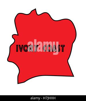 La Costa d Avorio outline mappa silhouette su uno sfondo bianco Illustrazione Vettoriale