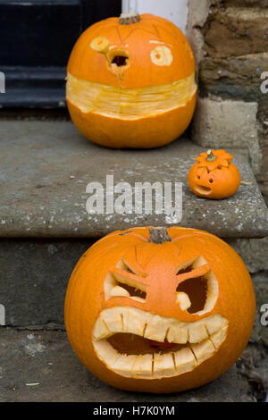 Intagliato Zucca di Halloween Foto Stock