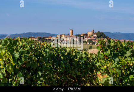 Oingt, Villaggio di Pierres Dorées etichettato come i più bei villaggi della Francia, Beaujolais, Rodano, regione Auvergne-Rhône-Alpes, Francia, Europa Foto Stock