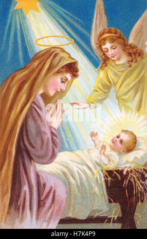Edwardian immagine della Madonna con Bambino e angeli Foto Stock