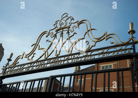 Hobbs cancello alla Kia ovale Surrey County Cricket Club Stadium di Londra, Regno Unito Foto Stock