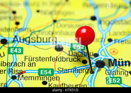 Starnberg imperniata su una mappa della Germania Foto Stock