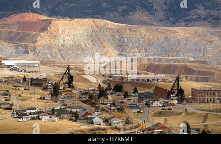 Angolo alto si affacciano Walkerville Butte Montana Downtown USA Stati Uniti Foto Stock