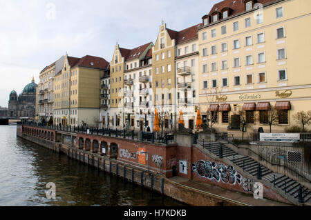 Quartiere Nikolai sul fiume Spree, Berlino Foto Stock