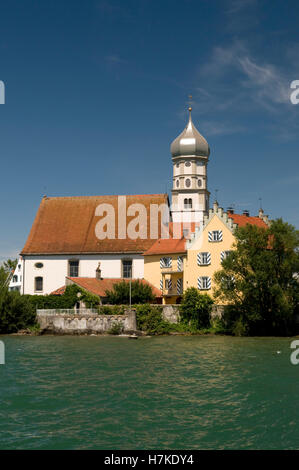 Wasserburg am Bodensee village, Bavaria Foto Stock