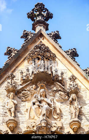 Gotico medievale casa in pietra, monumento storico, la Città Vecchia, Kutna Hora, UNESCO, Bohemia Repubblica Ceca Foto Stock