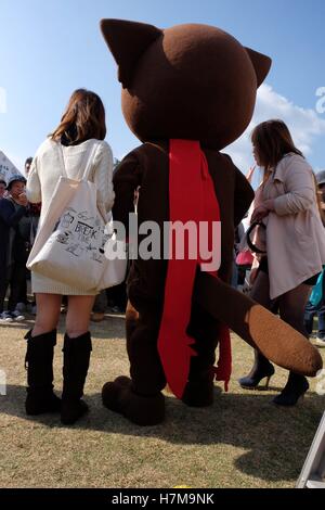 Mascotte giapponese caratteri in Yuru-Kyara Grand Prix il 6 novembre 2016, in Matsuyama, Giappone. Simpatico peluche mascotte sono molto popolari in Giappone e di entrambe le società e le autorità locali li utilizzano per promuovere i loro prodotti e per regione. Il Yuru-Kyara Grand Prix è un evento annuale organizzato per la prima volta nel 2010, che riunisce oltre 1000 mascotte provenienti da tutto il paese. I visitatori della manifestazione sono in grado di votare per il loro personaggio preferito e ogni anno un vincitore viene scelto. © Asta Walters/AFLO/Alamy Live News Foto Stock