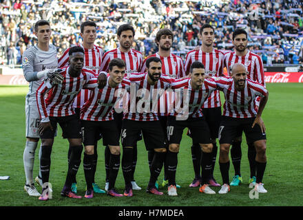 Barcellona, Spagna. 6 Nov, 2016. Athletic Club line up. La Liga Santander, undicesima giornata gioco tra RCD Espanyol e Athletic Club de Bilbao si è conclusa con un 0-0. RCDE Stadium, Barcelona, Spagna. Novembre 6th, 2016 Credit: VWPics/Alamy Live News Foto Stock