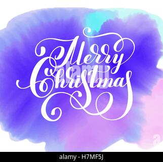 Scritte a mano iscrizione Buon Natale sul disegno ad acquerello Illustrazione Vettoriale